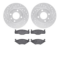 7602-74003 Drilled/Slotted Brake Rotors w/5000 Euro Ceramic Brake Pads Kit [Silver], 1984-2009 Audi/Volkswagen, Position: Front
