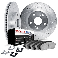 7612-63084 Drilled/Slotted Brake Rotors w/5000 Euro Ceramic Brake Pads Kit & Hardware [Silver], 2008-2018 Mercedes-Benz, Positio