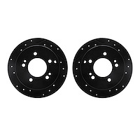 8002-03058 Drilled/Slotted Brake Rotors [Black], 2001-2010 Kia/Hyundai/Genesis, Position: Rear