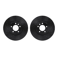8002-11005 Drilled/Slotted Brake Rotors [Black], 2018-2020 Land Rover, Position: Front
