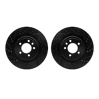 8002-11022 Drilled/Slotted Brake Rotors [Black], Fits Select Land Rover, Position: Rear