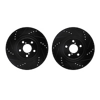 8002-13002 Drilled/Slotted Brake Rotors [Black], Fits Select Multiple Makes/Models, Position: Front