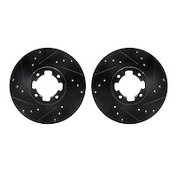 8002-13010 Drilled/Slotted Brake Rotors [Black], 1985-1994 Subaru, Position: Front