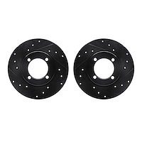 8002-22001 Drilled/Slotted Brake Rotors [Black], 1967-1974 Opel, Position: Front