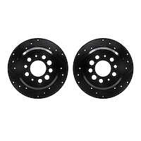 8002-27032 Drilled/Slotted Brake Rotors [Black], 1967-1974 Volvo, Position: Rear
