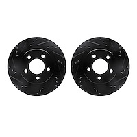 8002-40005 Drilled/Slotted Brake Rotors [Black], 1998-2004 Mopar, Position: Front