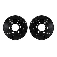 8002-40074 Drilled/Slotted Brake Rotors [Black], Fits Select Multiple Makes/Models, Position: Front
