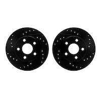 8002-45002 Drilled/Slotted Brake Rotors [Black], 1980-1989 GM, Position: Front