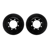8002-48028 Drilled/Slotted Brake Rotors [Black], 1976-1996 GM, Position: Front