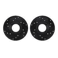 8002-64001 Drilled/Slotted Brake Rotors [Black], 1963-1979 Multiple Makes/Models, Position: Front