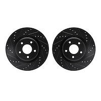 8002-67007 Drilled/Slotted Brake Rotors [Black], Fits Select Infiniti/Nissan, Position: Front