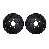 8002-68018 Drilled/Slotted Brake Rotors [Black], Fits Select Infiniti/Nissan, Position: Rear