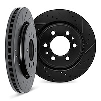 8002-92036 Drilled/Slotted Brake Rotors [Black], 2008-2017 Mitsubishi, Position: Front