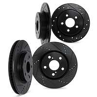 8004-03099 Drilled/Slotted Brake Rotors [Black], Fits Select Kia/Hyundai/Genesis, Position: Front and Rear