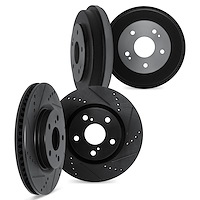 8004-76135 Drilled/Slotted Brake Rotors & Drums Kit [Black], 2004-2008 Lexus/Toyota/Scion, Position: Front and Rear