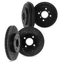 8004-92003 Drilled/Slotted Brake Rotors & Drums Kit [Black], 2004-2008 GM, Position: Front and Rear