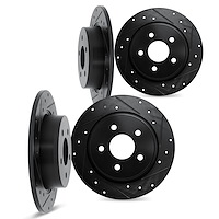 8004-92034 Drilled/Slotted Brake Rotors [Black], 2001-2005 Mercedes-Benz, Position: Front and Rear