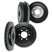 8004-92035 Drilled/Slotted Brake Rotors & Drums Kit [Black], 2008-2017 Mitsubishi, Position: Front and Rear