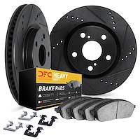 8212-99060 Drilled/Slotted Rotors w/Heavy-Duty Brake Pads Kit & Hardware [Black], 1999-2003 Ford/Lincoln/Mercury/Mazda, Position