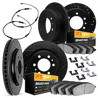 8224-40007 Drilled/Slotted Rotors w/Heavy-Duty Brake Pads/Sensor & Hardware [Silver], 2007-2017 Multiple Makes/Models, Position: