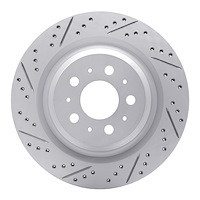830-26003L Geoperformance Drilled/Slotted Brake Rotor, Fits Select Tesla, Position: Rear Left