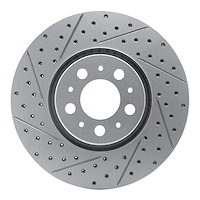 830-27038L Geoperformance Drilled/Slotted Brake Rotor, 2003-2009 Volvo, Position: Front Left