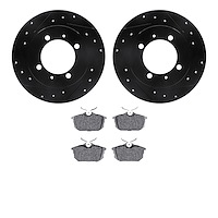 8302-27003 Drilled/Slotted Brake Rotors with 3000-Series Ceramic Brake Pads Kit [Black], 2000-2004 Multiple Makes/Models, Positi
