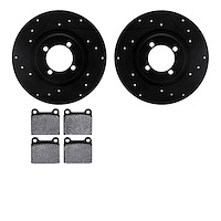8302-31002 Drilled/Slotted Brake Rotors with 3000-Series Ceramic Brake Pads Kit [Black], 1967-1969 BMW, Position: Front