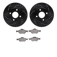 8302-54014 Drilled/Slotted Brake Rotors with 3000-Series Ceramic Brake Pads Kit [Black], 2004-2015 Ford/Lincoln/Mercury/Mazda, P