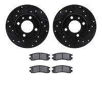 8302-74014 Drilled/Slotted Brake Rotors with 3000-Series Ceramic Brake Pads Kit [Black], 1995-2009 Audi/Volkswagen, Position: Fr