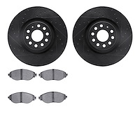 8302-74026 Drilled/Slotted Brake Rotors with 3000-Series Ceramic Brake Pads Kit [Black], Fits Select Audi/Volkswagen, Position: 