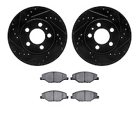 8302-92049 Drilled/Slotted Brake Rotors with 3000-Series Ceramic Brake Pads Kit [Black], 2014-2018 Audi/Volkswagen, Position: Fr