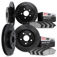 8304-67074 Drilled/Slotted Brake Rotors with 3000-Series Ceramic Brake Pads Kit [Black], Fits Select Infiniti/Nissan, Position: 