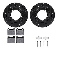8312-02005 Drilled/Slotted Brake Rotors with 3000-Series Ceramic Brake Pads Kit & Hardware [Black], 1965-1973 Porsche, Position: