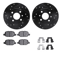 8312-07005 Drilled/Slotted Brake Rotors with 3000-Series Ceramic Brake Pads Kit & Hardware [Black], 2009-2019 Mopar, Position: R