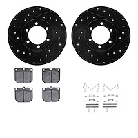 8312-67009 Drilled/Slotted Brake Rotors with 3000-Series Ceramic Brake Pads Kit & Hardware [Black], 1978-1982 Infiniti/Nissan, P