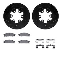 8312-67049 Drilled/Slotted Brake Rotors with 3000-Series Ceramic Brake Pads Kit & Hardware [Black], 1985-2012 Infiniti/Nissan, P