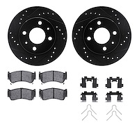 8312-67074 Drilled/Slotted Brake Rotors with 3000-Series Ceramic Brake Pads Kit & Hardware [Black], 1995-2000 Infiniti/Nissan, P