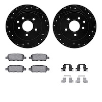 8312-67098 Drilled/Slotted Brake Rotors with 3000-Series Ceramic Brake Pads Kit & Hardware [Black], Fits Select Multiple Makes/M
