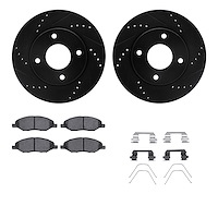 8312-67114 Drilled/Slotted Brake Rotors with 3000-Series Ceramic Brake Pads Kit & Hardware [Black], 2007-2017 Infiniti/Nissan, P