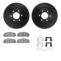 8312-68018 Drilled/Slotted Brake Rotors with 3000-Series Ceramic Brake Pads Kit & Hardware [Black], Fits Select Infiniti/Nissan,