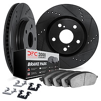 8312-75037 Drilled/Slotted Brake Rotors with 3000-Series Ceramic Brake Pads Kit & Hardware [Black], Fits Select Lexus/Toyota/Sci