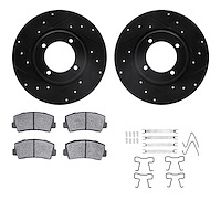 8312-80004 Drilled/Slotted Brake Rotors with 3000-Series Ceramic Brake Pads Kit & Hardware [Black], 1974-1984 Ford/Lincoln/Mercu