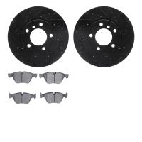 8502-31066 Drilled/Slotted Brake Rotors w/5000 Advanced Brake Pads Kit [Black], 2007-2012 BMW, Position: Front