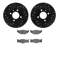 8502-74024 Drilled/Slotted Brake Rotors w/5000 Advanced Brake Pads Kit [Black], 1984-2009 Audi/Volkswagen, Position: Front