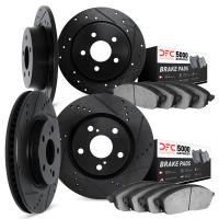 8504-31023 Drilled/Slotted Brake Rotors w/5000 Advanced Brake Pads Kit [Black], 2007-2012 BMW, Position: Front and Rear