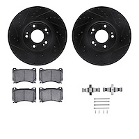 8512-03061 Drilled/Slotted Brake Rotors w/5000 Advanced Brake Pads Kit & Hardware [Black], 2009-2014 Kia/Hyundai/Genesis, Positi