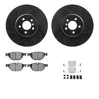 8512-31099 Drilled/Slotted Brake Rotors w/5000 Advanced Brake Pads Kit & Hardware [Black], 2009-2017 BMW, Position: Front