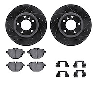 8512-31123 Drilled/Slotted Brake Rotors w/5000 Advanced Brake Pads Kit & Hardware [Black], 2011-2016 BMW, Position: Rear