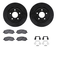 8512-39026 Drilled/Slotted Brake Rotors w/5000 Advanced Brake Pads Kit & Hardware [Black], Fits Select Multiple Makes/Models, Po